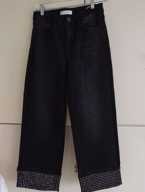 Flying Monkey Black Straight-Leg Jeans with Studded Cuffs